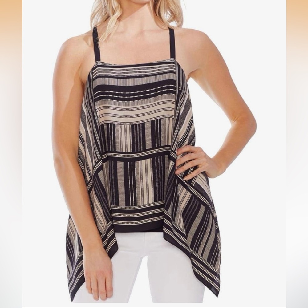 Vince Camuto Striped Black and Tan Blouse